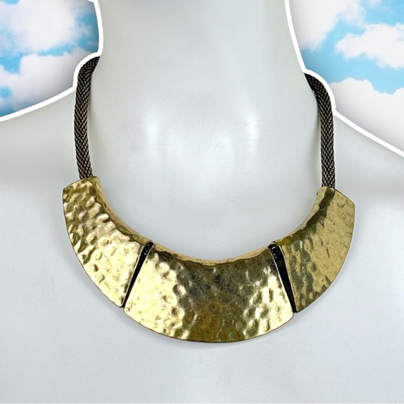 Laila Rowe Jewelry - ❤️ Textured Bib Tribal Statement Necklace Antiqued Gold Boho Bohemian African
